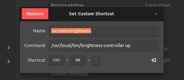 Custom keyboard shortcut